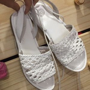 white strappy sandals